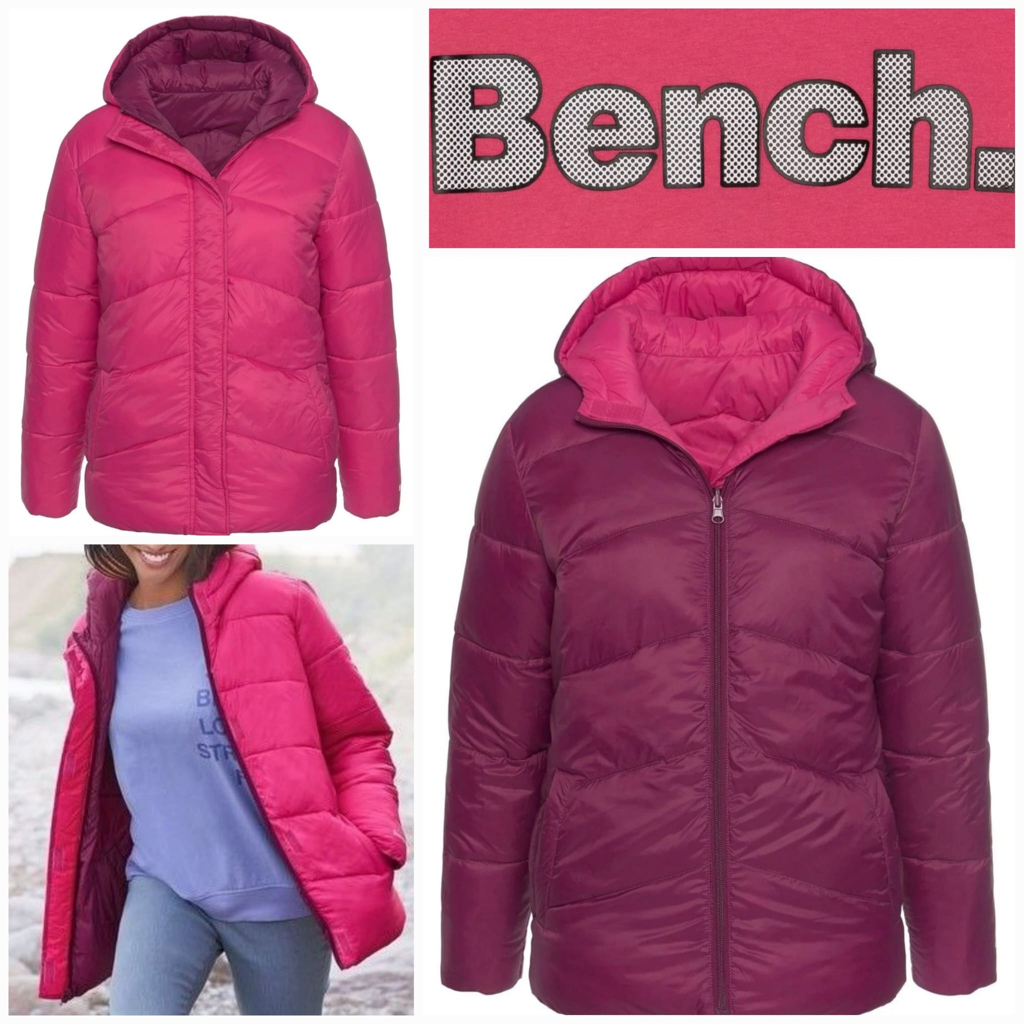 Brightly coloured women's reversible jackets from Bench