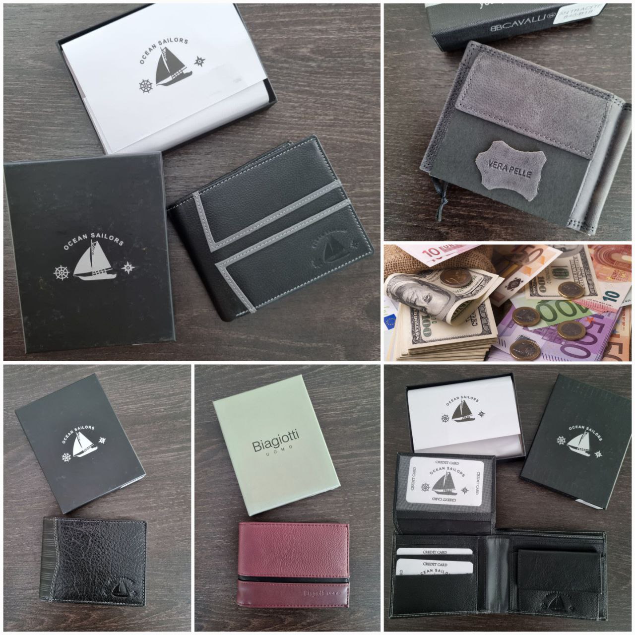 Multifunctional men's leather porte monnaies