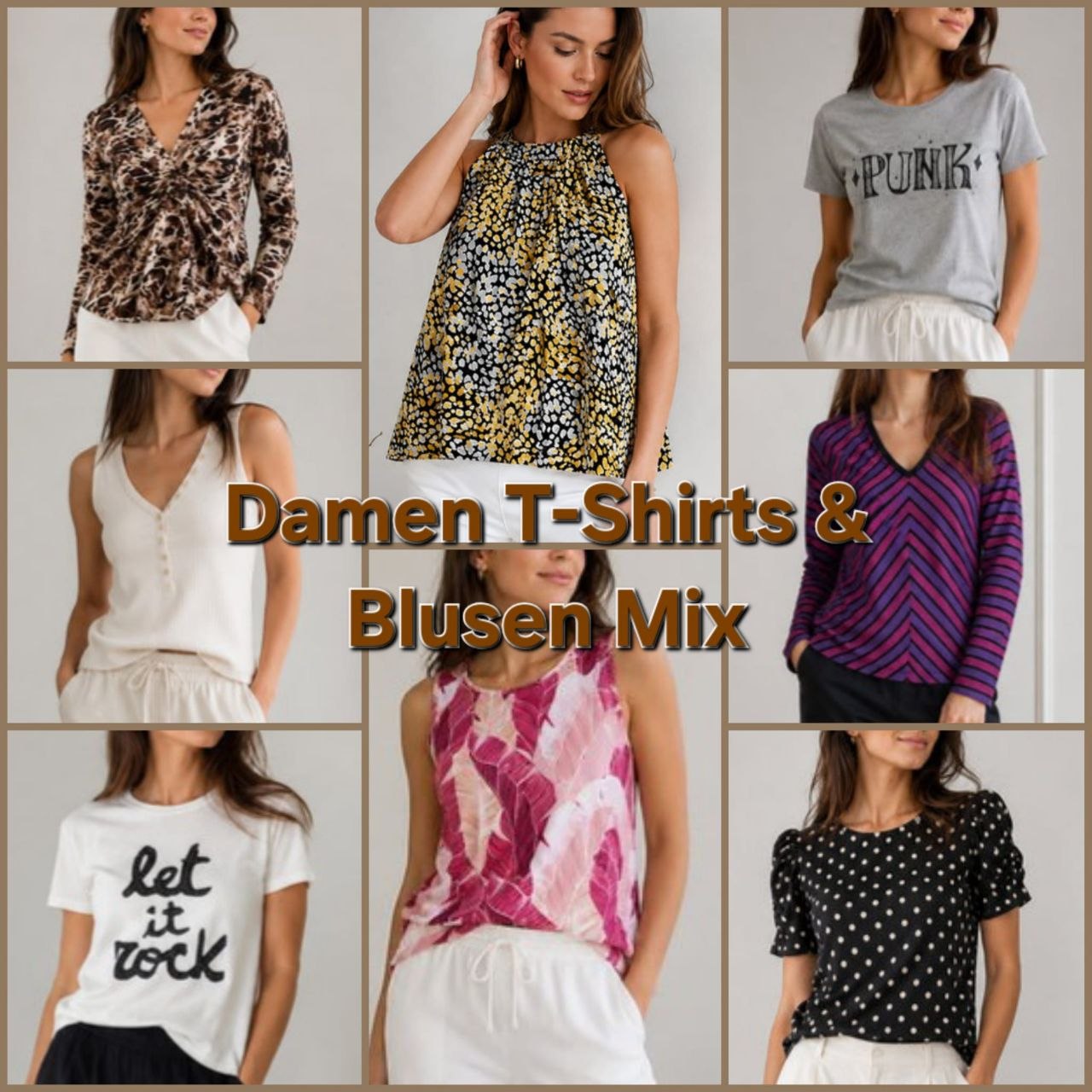 020135 Mix aus Damen-T-Shirts + Blusen