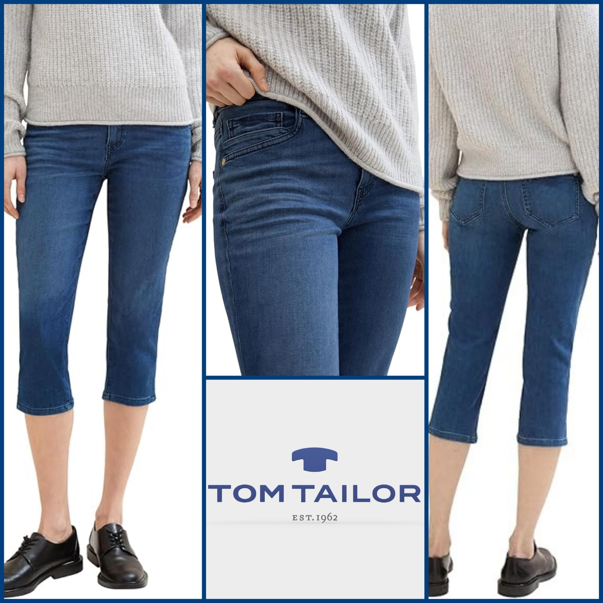 020289 Pantacourt en jean femme Tom Tailor