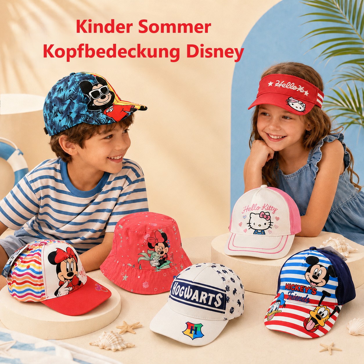 040087 Kinder Sommerkopfbedeckungen Mix Disney
