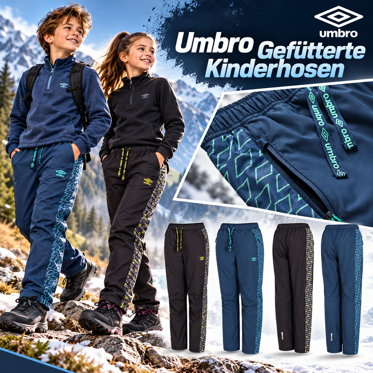040093 Pantalons chauds pour enfants et adolescents Umbro