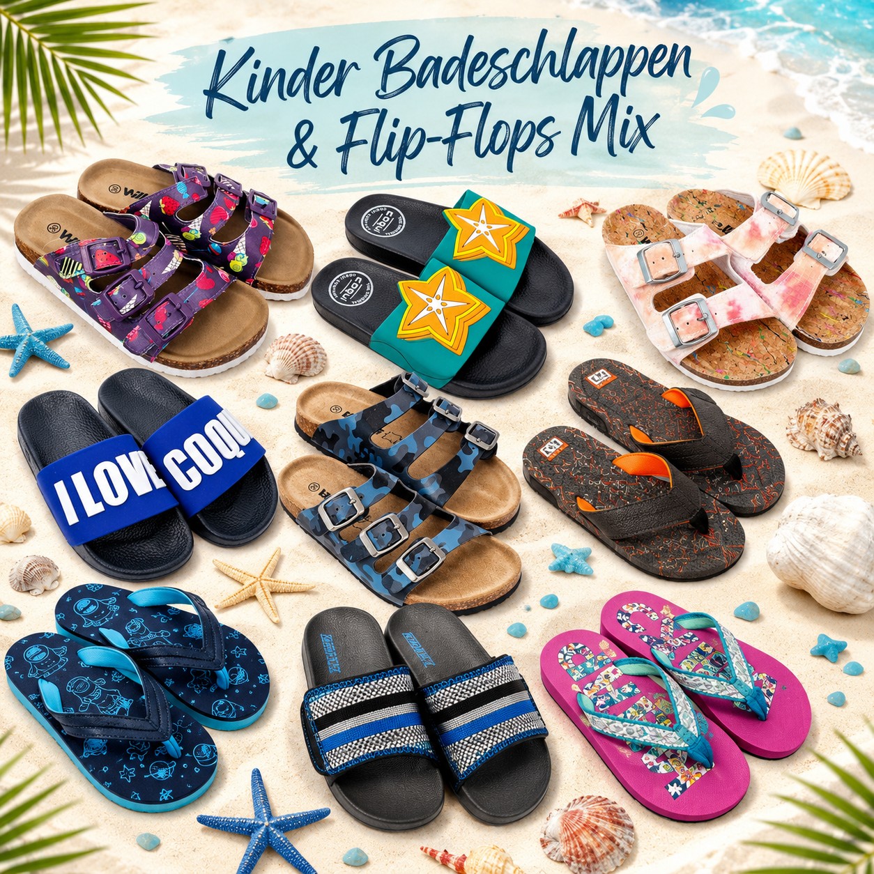 060148 Kinder Badeschlappen &amp; Flip-Flops Mix