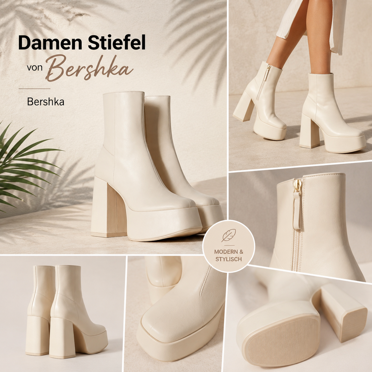 060152 Bershka Damen-Stiefeletten mit Plateau