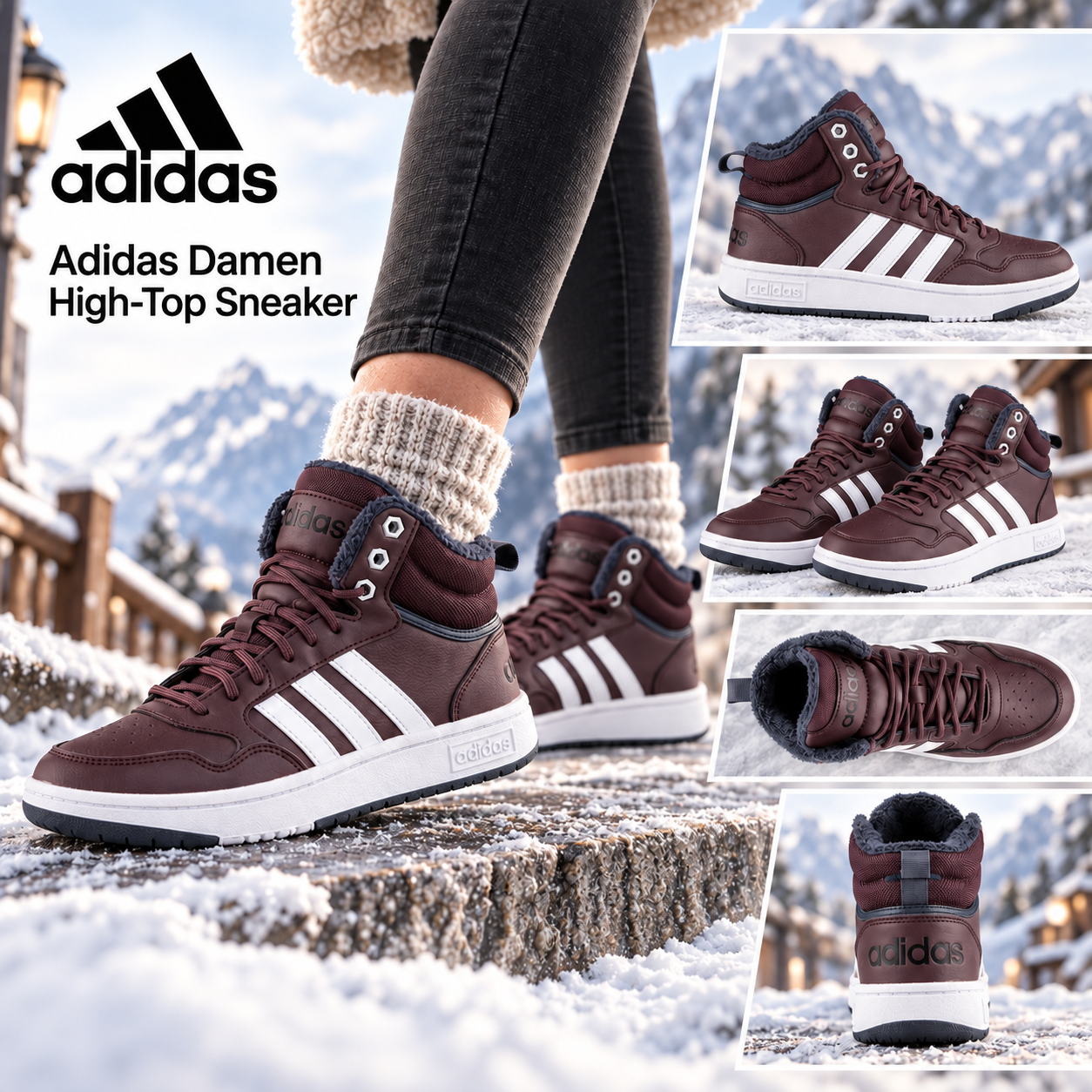 060157 Женские зимние кроссовки-хайтопы Adidas