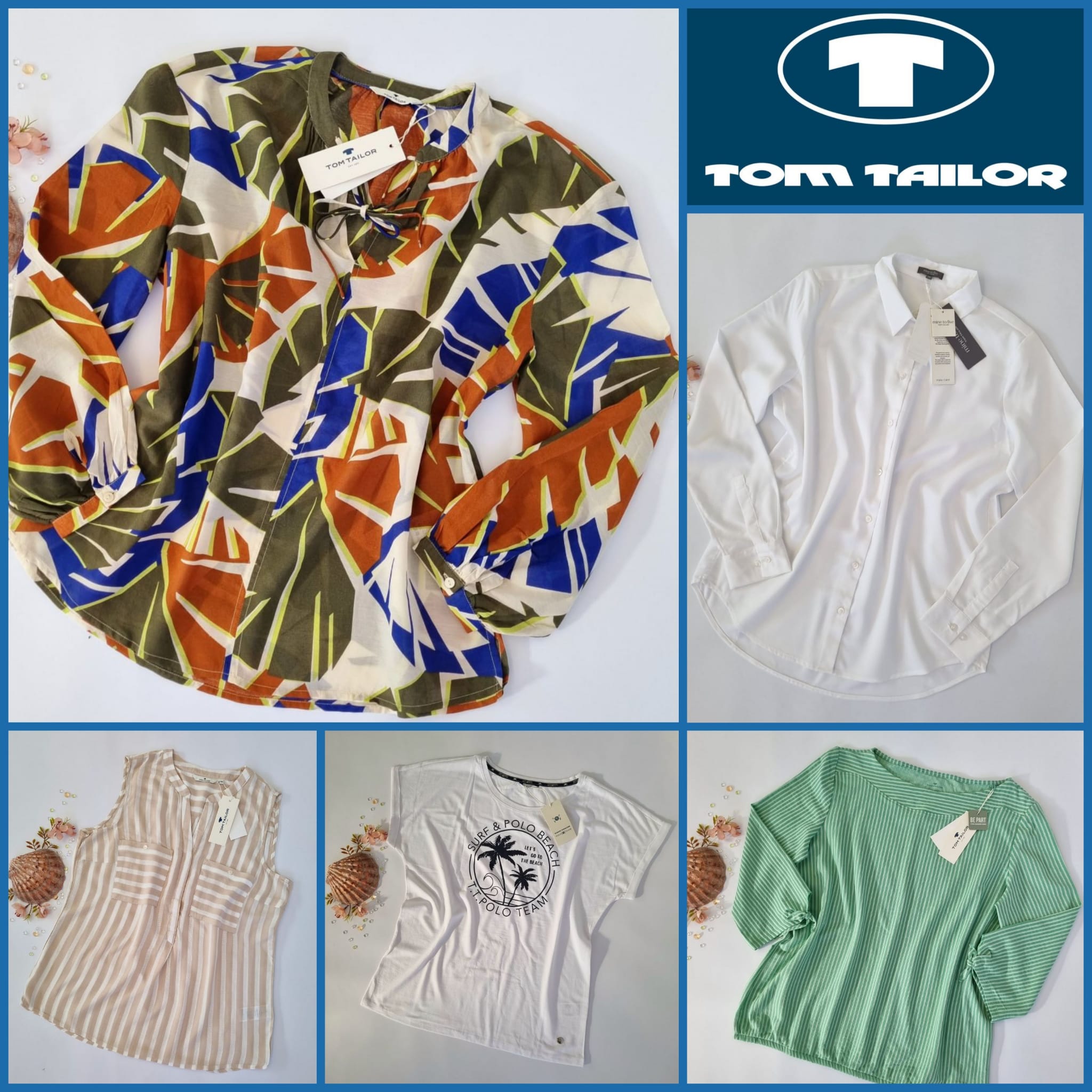 Ein Mix aus Damenblusen und T-Shirts von Tom Tailor