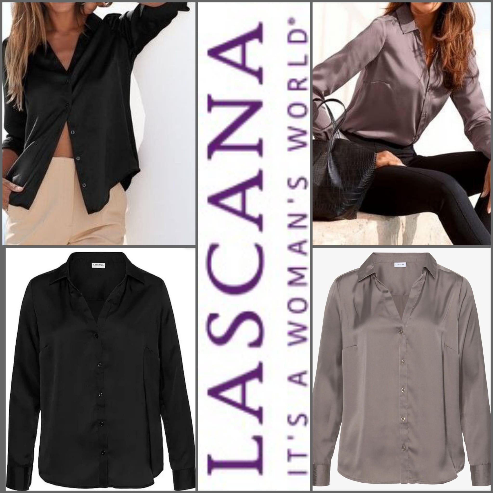 020214 Satin Blouses for Women by Lascana