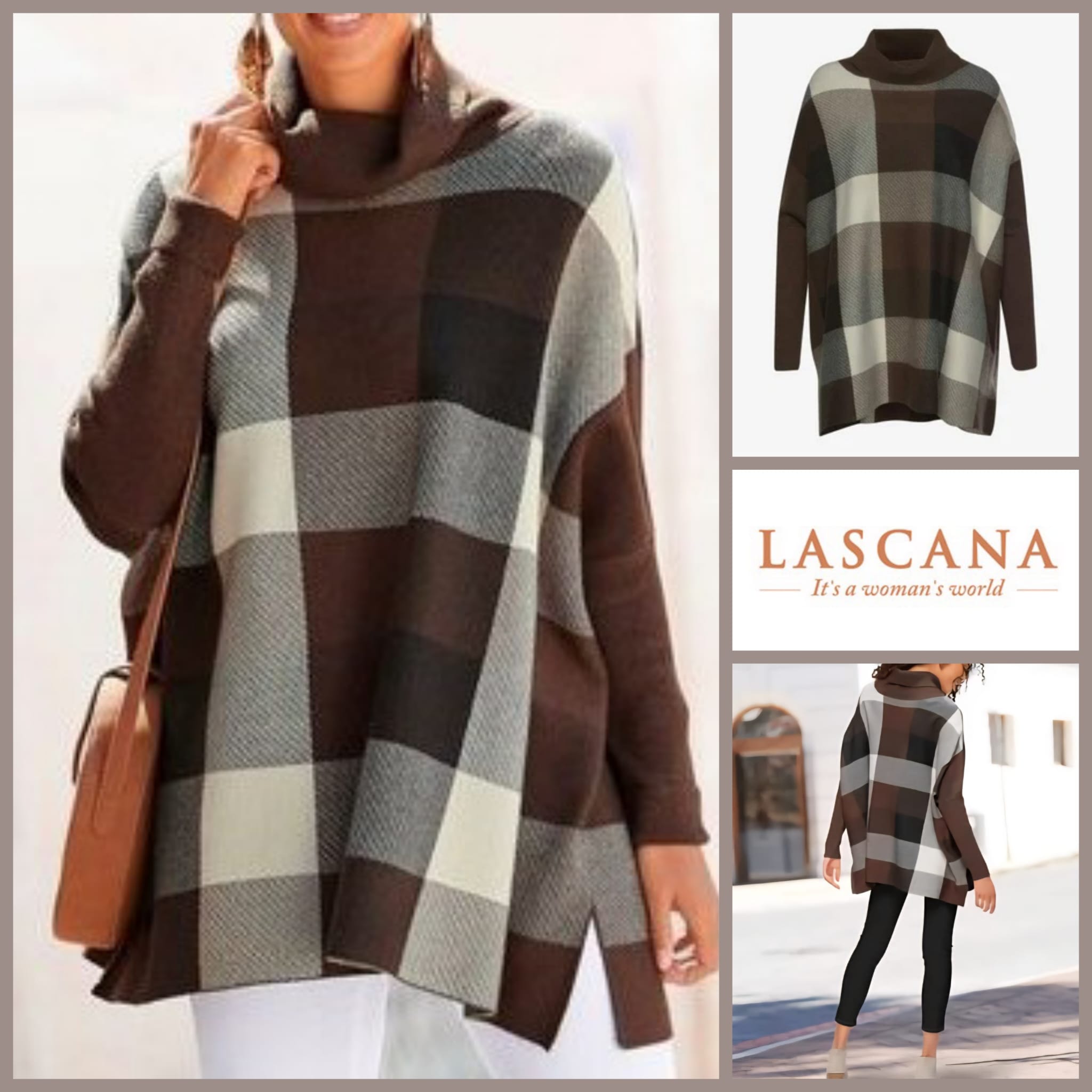 020215 Damen-Pullover-Poncho Lascana